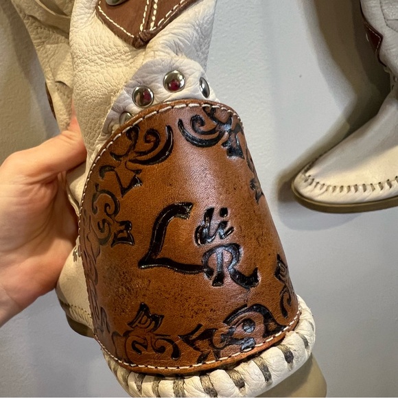 L’Artigiano di Riccione Italian Leather Western Boots Studded Boho Cowboy Sz 37 - Picture 10 of 14